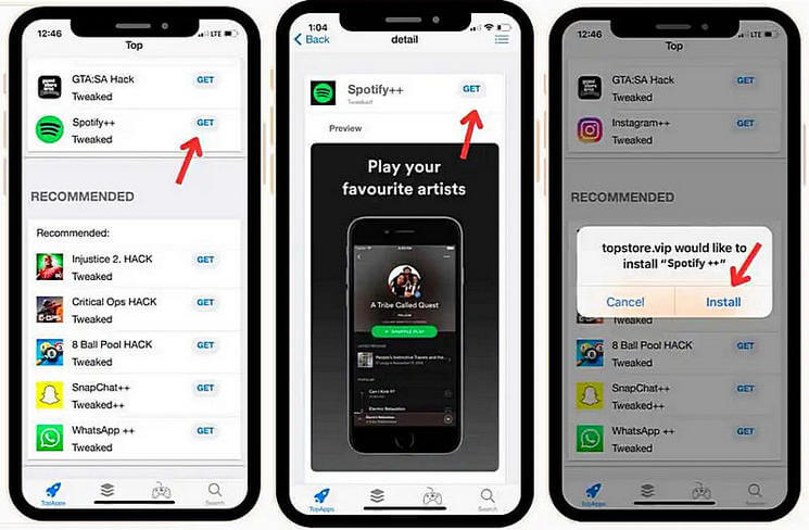 Descargar Spotify++ a través de TopStore en ios