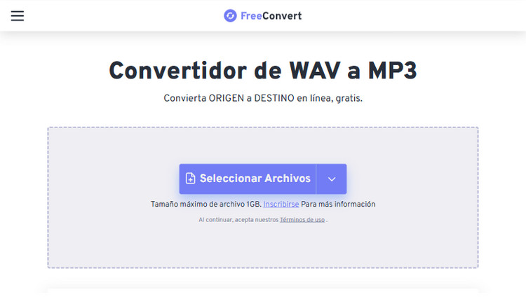 FreeConvert Convertidor de WAV a MP3