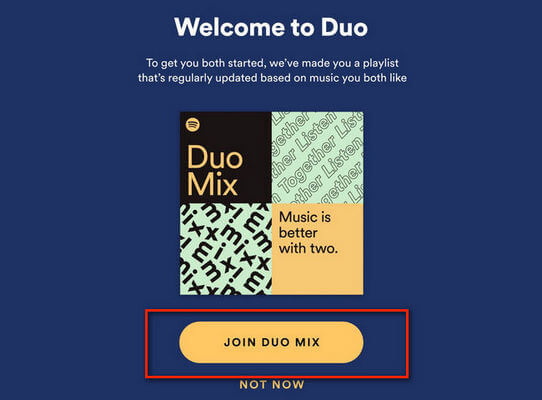 Unirse a Spotify Duo Mix