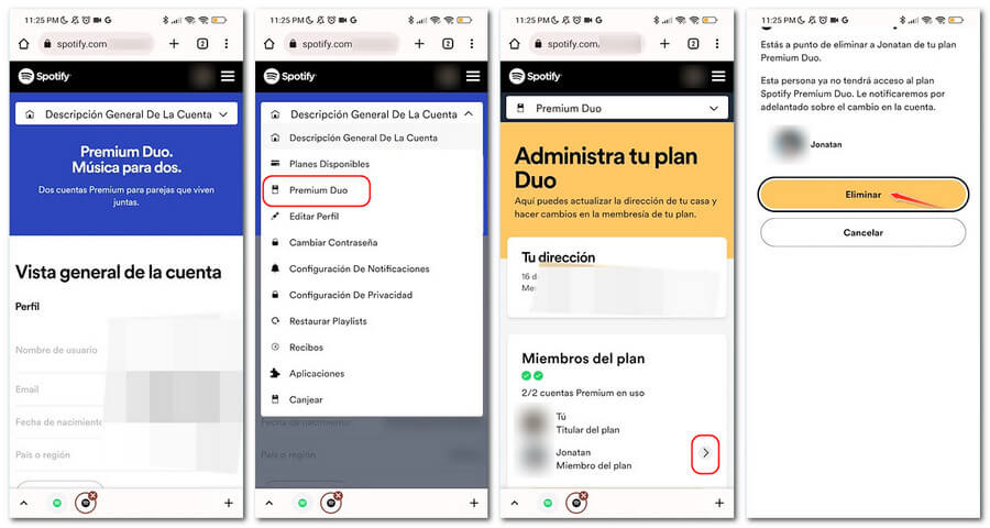 eliminar a alguien de Spotify Duo