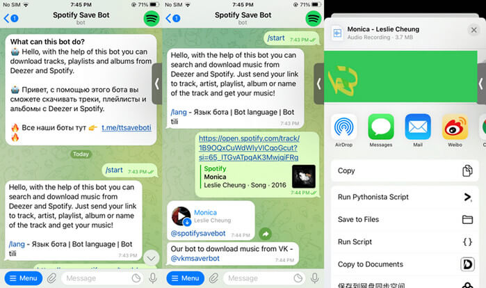 telegram @SpotifySaveBot para descargar canciones de spotify