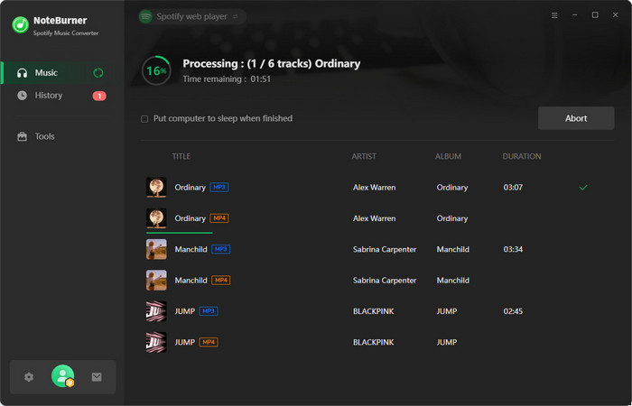 descargar videos de Spotify sin conexión en noteburner