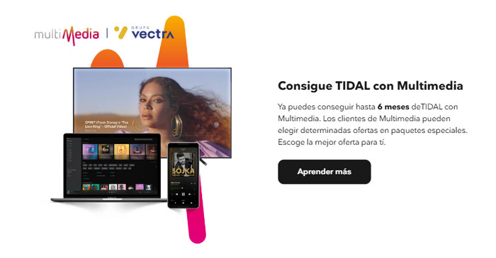 tidal 6 meses gratis con Multimedia