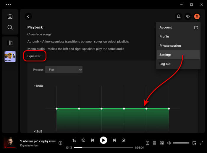 Utilice Spotify Equalizer en una PC con Windows o una computadora Mac