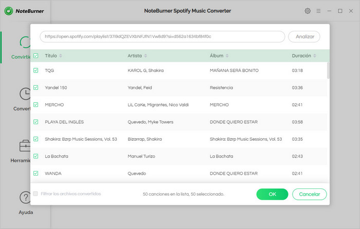 agregar canciones de Spotify a NoteBurner